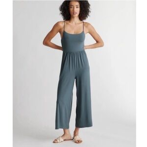 Quince Tencel Jersey Wide Leg Jumpsuit in Blue Gray